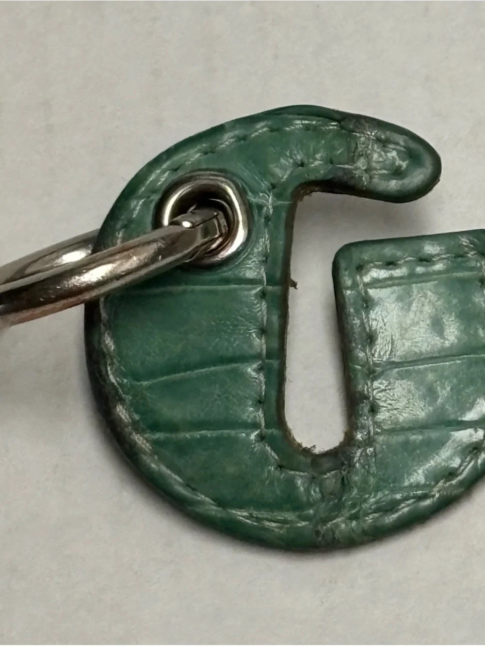 GALLERY DEPT. Green Leather G Patch Keychain With Silver Carabiner